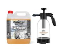 AutoFullCar Snow Foam 5 Litros, Champu Activo Coche PH Neutro, Lavado Carroceria, Alto Poder Espumante, Incluye Foamer Manual, Limpieza y Brillo Duradero