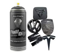 AutoFullCar - Vinilo Líquido Full Dip - 1 Spray Full Dip Negro Mate 400 ml - Ideal Para Pintar Logos, Insignias, Las 2 Carcasas De Los Retrovisores, Parrillas Frontales, Molduras - Wrapping