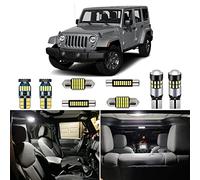 AUTOGINE Kit de 6 luces LED interiores CANBUS para Jeep Wrangler JK de 4 puertas 2007 2008 2009 2010 2011 2012 2013 2014 2015 2016 2017 súper brillantes 6000K blanco paquete de bombillas LED