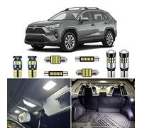 AUTOGINE Kit de luces LED interiores blancas para Toyota RAV4 2016 2017 2018 2019 2020 2021 2022 súper brillantes 6000K paquete de bombillas LED interiores + herramienta de instalación