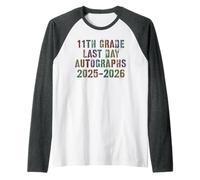 Autógrafos de Firma Retro de 11º Grado Último día 2026 para Fin de año Camiseta Manga Raglan