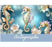 AUTOGRAPH GUEST BOOK * PEARL WHITE SEAHORSE Stained Glass Art Floral Botanical Coastal Ocean Marine Sea Animal TRAVEL JOURNAL NOTEBOOK: ֍Lined & ... Wedding Event Party Favor Gift