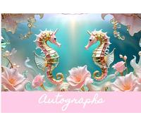 AUTOGRAPH GUEST BOOK * PINK SEAHORSE Stained Glass Gem Art Floral Botanical Coastal Ocean Marine Sea Flower TRAVEL JOURNAL NOTEBOO: ֍Lined & ... Bridesmaid Wedding Event Party Favor Gift