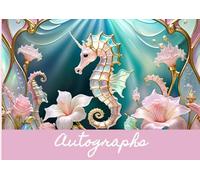 AUTOGRAPH GUEST BOOK * ROSE PINK SEAHORSE Stained Glass Art Floral Botanical Ocean Marine Sea Life Animal TRAVEL JOURNAL NOTEBOOK: ֍Lined & ... Groom Wedding Event Party Favor Gift