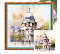 Autojoy St. Paul's Cathedral - Kit completo de punto de cruz de 18 quilates con sello de 25 x 25 cm para adultos