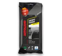 Autoland Car Care - Toallitas para el cuidado de la cabina con cera de abeja, 25 unidades, para superficies plásticas, madera o cubiertas de cuero, biodegradables (acabado mate)