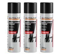 AUTOLIVE Grasa Blanca de Litio en Spray Pack de 3 x 250 ml - Lubricante Multiusos para Metal y Plástico - Resistente a la Corrosión, al Calor y al Frío - Protección y Mantenimiento Duradero