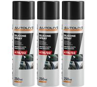 AUTOLIVE GROUP Lubricante de Silicona en Spray - Pack de 3 - para Plástico, Caucho, Metal, Vidrio - Resiste -45ºC a +200ºC - 250ml