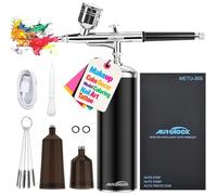 Autolock Aerógrafo, Airbrush Kit 27PSI con Compresor, Kit de Aerógrafo inalámbrico portátil y juego de Aerógrafo de Mano recargable, para Maquillaje, Decoración de Pasteles (Negro2) (Negro2)