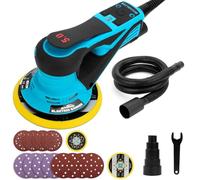 Autolock Lijadora Excentrica disco de 125/150 mm,350W Lijadora Orbital Electrica,7 Velocidades hasta 10,000 RPM,Para trabajar y pulir la madera (Azul)