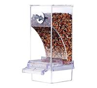 Automatic Bird Feeder - No-Mes Food Container for Parakeets, Cockatiels, Finches, Budgies | Durable Transparent Seed Dispenser, Easy Install Cage Attachment, Large Capacity Parrot Feeding Accessory