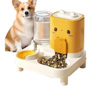 Automatic Cat Feeder, 2-in-1 Dog Food Dispenser with Detachable Waterer, 25x22x25.2cm Pet Feeder for Puppy, Bunny, Indoor Outdoor Travel Vacation
