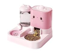 Automatic Cat Feeder, Large Capacity Pet Food and Water Dispenser, Gravitty Pet Feeding Station for Cats, Dogs, Kittens, Rabbits, 29x26x23cm 570g Yellow Pink