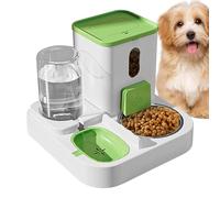 Automatic Cat Feeder, Pet Water Fountain, Food and Water Dispenser, Large Capacity, Stainless Steel, Ideal for Travel and Apartments, 11.02x11.02x8.86 Inches, White, 1 Piece