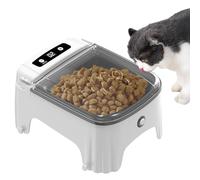 Automatic Cat Feeder - PPlastic Timed Auto Smart | Pet Food Dispenser Bowl Electric Lid Opening Timer | For Indoor Kitten Puppy Small Medium Dogs Animals Feeding Station Portion Control