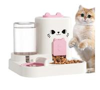 Automatic Cat Feeder, Water Dispenser, Large Capacity Feeding Bowls, Leakproof Dry Food Dispenser, Indoor Pet Feed Solution for Cats and Kittens, Pink, PP, 9.84x8.66x8.27 Inches