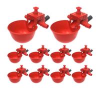 Automatic Chicken Drinker, Poultry Water Cups, 10 Pieces Cage Breeding Bird Waterer with Adjustable Volume for Chickens Ducks Quails Turkeys Pigeons, 3.35x2.76x1.57 pulgadas, PP, Red
