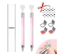 Automatic Diamond Art Pens-Diamond Painting Pen Refillable New Upgrade Art Pens, Painting Pens with Wax for Art Nail DIY Craft (2pcs,Pink and white)