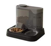 Automatic Dog Feeder, Puppy Food Dispenser, Water Bowl Combo with 2 in 1 Design, Compact Pet Feeder for Travel, Apartment, Vacation, 11.02x9.06x9.06 Inches, Black, White