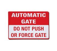 Automatic Gate Do Not Push Gold Force Safety Sign, placa de aluminio retro, decoración de pared vintage para casa, bar, garaje y granja, 20 x 30 cm