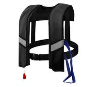 Automatic Inflation Kayaking Vest for Adults, Lightweight Buoyancy Aid with Adjustable Buckles and Durable Nylon Fabric, Ideal for Water Sports Activities Including Boating(Black)