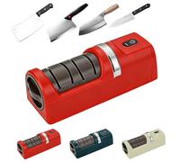 Automatic Kitchen Knife Sharpener, Automatic Knife Sharpener, Professional 3-Stage Sharpening, 30s Fast Sharpening, Stable Non-slip Base, for All Kitchen Knives (Red)