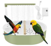 Automatic Parakeet Bird Bath for Cage Large Parrot Shower Bath with Adjustable Water Flow Birds Shower Fountain Indoor Bathtub Perch Bird Cage Accessory for Birds Cockatiel Conure Budgie