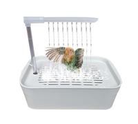 Automatic Parrot Bathtub, USB Powered Bird Shower, Electric Cockatiel Bath Tub with Water Circulation for Small and Medium Pet Birds, 12.99x8.66x10.24 Inches, White, Grey