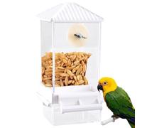 Automatic Parrot Feeder, Big Capacity Bird Feeder, Anti-Spill Fowl Food Dispenser, (White) 4.33x3.54x7.09 Inches for Outdoors Viewing, Removable Tray, Large Capacity