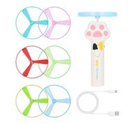 Automatic Pet Disc Launcher - Rechargeable Flying Play Device, Interactive Feline Gadget with Six Discs, For Backyard Garden, Animal Activity Tool, Disc Throwing Machine for Exercise Stimulation