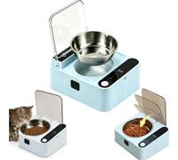 Automatic Pet Feeder Bowl with Sensor Lid Stainless Steel Cat Dog Bowl，1pc | 350ml Automatic Cat Feeder Bowl,with Removable 304 Bowl,Rechargeable and battery,for Wet & Dry Food, Cats & Small Dogs