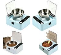 Automatic Pet Feeder Bowl with Sensor Lid Stainless Steel Cat Dog Bowl，2pcs | 350ml Automatic Cat Feeder Bowl,with Removable 304 Bowl,Rechargeable and battery,for Wet & Dry Food, Cats & Small Dogs