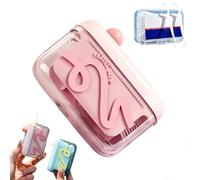 Automatic Pop-up Portable Floss Dispenser with 50 Pcs Dental Floss, Refillable Storage Case for Travel, Purse and Restaurant, Convenient On-the-Go Oral Care for Family & Individuals (Pink)