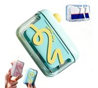 Automatic Pop-up Portable Floss Dispenser with 50 Pcs Dental Floss, Refillable Storage Case for Travel, Purse and Restaurant, Convenient On-the-Go Oral Care for Family & Individuals (Blue)