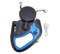 Automatic Retractable Dog Leash Adjustable Length 500mah Battery Dual Head Pet Walking Leash Extendable Tape Lead for 2 Dogs (Blue)