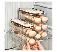 Automatic Rolling Egg Storage Box (1-Pack) with Hand-Held, Refrigerator Side Door Rack Organizer, Space-Saving FIFO Kitchen(Large-2nd Floor)