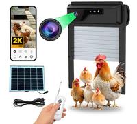 Automatic Solar Chicken Coop Door with Camera 1080P HD, Remote Night Vision Motion Detector Safety Mechanism - 8W Chicken Coop Door Battery Powered 5000mAh - Predator Protected Automatic Gate Opener