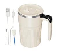 Automatic Stirring Coffee Cup - Portable Electric Mug with Lid | 400ml USB Rechargeable Stainless Steel Mixer, Temperature Display for Coffee Soy Milk Hot Chocolate Milk at Home Office Cafe