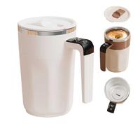 Automatic Stirring Coffee Cup with Temperature Display,Rechargeable Self Stirring Coffee Mug with Lid,Multifunctional 400ML Spin Mug,Mixing Cup for Coffees Milk Other Beverages Home Office (White)