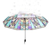 Automatic Umbrella - Windproof Stained Glass Rain Umbrella, UV Blocking Sunshade, Stylish Folding TravelUmbrella, Lightweight Compact Design For Women Girls Birthday Presents Outdoor Walking Beach