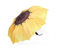 Automatic Umbrellas - Windproof Lightweight Travel Compact Folding Umbrella Sunflower Design, Reinforced Canopy, Auto Open/Close