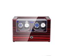 Automatic Watch Winder Box 4, with Led Light, In Wood Shell and Leather, Piano Paint Exterior, Super Quiet Motor Beautiful Homec(A