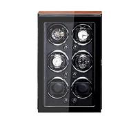 Automatic Watch Winder Extremely Silent Motor Adjustable Watch Pillows Wood Shell Piano Paint Exterior 4 Rotation Mode(Black-4+0
