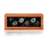 Automatic Watch Winder For 2 4 6 8 Watches Wood with Quiet Motor Flexible Watch Pillows Fit Lady and Man Watches Watches Display Box(Black-6+0