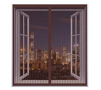 Automático Cortinas Antimosquitos 90 x 95 cm Malla Mosquiteras Para Ventanas Cierra Automáticamente Sin Taladrar Instalacin Fcil Cortina Malla Resistente Para Puerta Ventana, Marrón