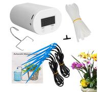 automático de riego de plantas: kit de riego por goteo interior | Alimentador inteligente con flujo de agua ajustable, pantalla LED digital, fuente de alimentación recargable, para vegetación