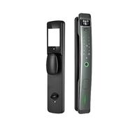 Automatización de cerraduras inteligentes APP Monitoreo remoto visual de ojos de gato Reconocimiento facial 3D Wifi Huellas dactilares Cerraduras electrónicas para puertas de casa (Color: Re