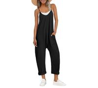 AUTOMET Mono para mujer, estilo informal, de verano, cómodo, para vacaciones en la playa, a la moda, ropa de moda 2025, Negro -, XL