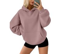 AUTOMET Sudaderas de Gran tamaño con Capucha de Forro Polar para Mujer, Mangas largas, Camiseta Tipo pulóver, Conjuntos de otoño 2024 con Bolsillo, Rosa Oscuro, M