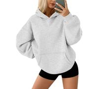 AUTOMET Sudaderas de Gran tamaño con Capucha de Forro Polar para Mujer, Mangas largas, Camiseta Tipo pulóver, Conjuntos de otoño 2024 con Bolsillo, Gris, XL